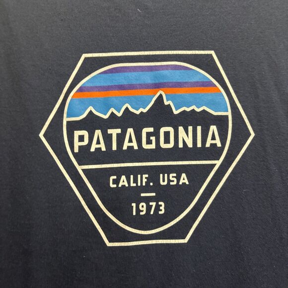 Patagonia Fitz Roy Hex Long Sleeve Regular Fit T-Shirt Tee Navy Men's Medium - Picture 12 of 16